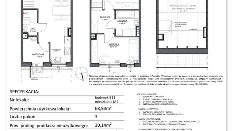 Rzut - Mieszkanie na sprzedaż 3 pokoje o powierzchni 99,07 m² - numer B11/2 w Libre Park