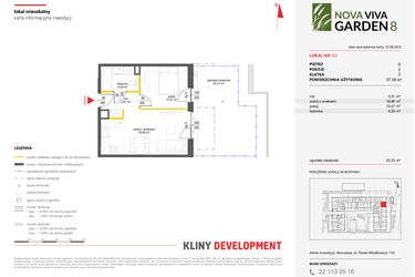 Rzut - Mieszkanie na sprzedaż 2 pokoje o powierzchni 37,39 m² - numer 63 w Nova Viva Garden 8