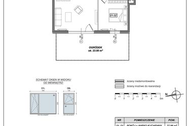Rzut - Mieszkanie na sprzedaż 2 pokoje o powierzchni 49,15 m² - numer 9.A.01 w Urzeka bud. 9