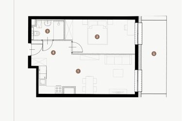 Rzut - Mieszkanie na sprzedaż 2 pokoje o powierzchni 42,01 m² - numer II.2.4 w Tuwima Apartments