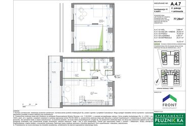 Rzut - Mieszkanie na sprzedaż 1 pokój o powierzchni 78,64 m² - numer A.4.7. w Apartamenty Płużnicka
