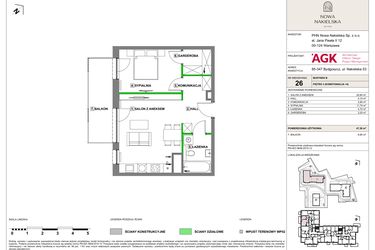 Rzut - Mieszkanie na sprzedaż 2 pokoje o powierzchni 47,3 m² - numer NN-B-LM-26 w Nowa Nakielska by PHN