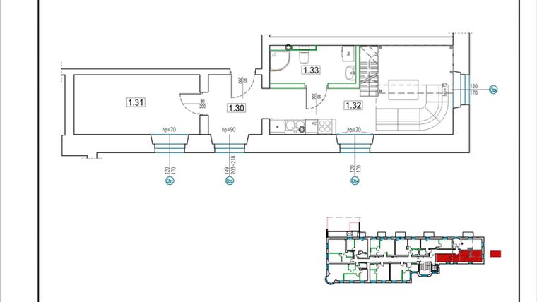 Rzut - Mieszkanie na sprzedaż 2 pokoje o powierzchni 40,19 m² - numer 1 w Kamienica 62