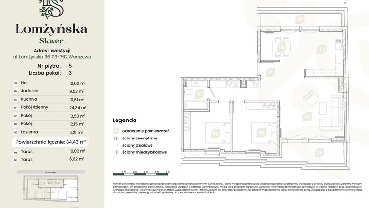 Rzut - Mieszkanie na sprzedaż 3 pokoje o powierzchni 84,43 m² - numer 18 w Łomżyńska Skwer