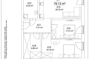 Rzut - Mieszkanie na sprzedaż 3 pokoje o powierzchni 78,13 m² - numer 41 w Osiedle Teatralne 19 - apartamenty inwestycyjne