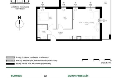 Rzut - Mieszkanie na sprzedaż 3 pokoje o powierzchni 58,16 m² - numer M17 w Wędrowna II
