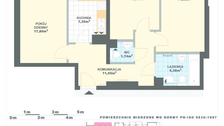 Rzut - Mieszkanie na sprzedaż 3 pokoje o powierzchni 71,09 m² - numer B3.36 w Turniejowa B3