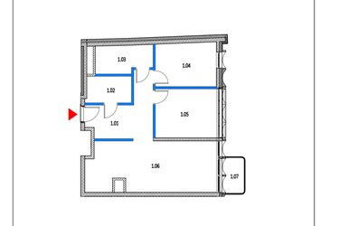 Rzut - Mieszkanie na sprzedaż 3 pokoje o powierzchni 67,46 m² - numer 8 w Garbary 68