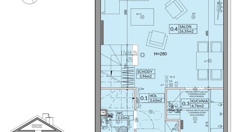 Rzut - Dom na sprzedaż 4 pokoje o powierzchni 82,07 m² - numer 53A w Nova Magdalenka 7 etap IV-VI