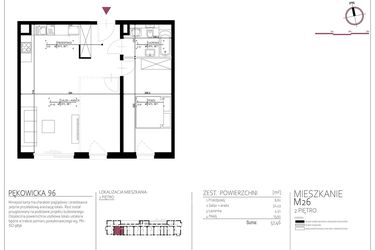 Rzut - Mieszkanie na sprzedaż 2 pokoje o powierzchni 48,4 m² - numer M26 w Kuźnicy Kołłątajowskiej 42