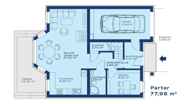 Rzut - Dom na sprzedaż 5 pokoi o powierzchni 148,66 m² - numer Tęczowa 6 w Domy w Mokronosie