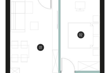 Rzut - Mieszkanie na sprzedaż 2 pokoje o powierzchni 41,76 m² - numer M07 w Atrium House