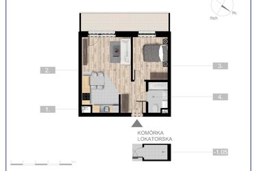 Rzut - Mieszkanie na sprzedaż 2 pokoje o powierzchni 41,67 m² - numer 33 w Szczytno Dąbrowskiego - etap 3