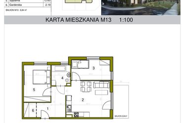 Rzut - Mieszkanie na sprzedaż 3 pokoje o powierzchni 57,77 m² - numer M13 w Kameralna Golikówka