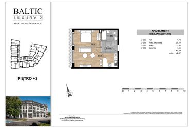 Rzut - Mieszkanie na sprzedaż 2 pokoje o powierzchni 41,13 m² - numer 2.03 w Baltic Luxury 2