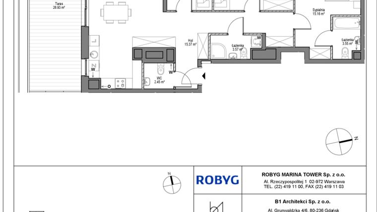 Rzut - Mieszkanie na sprzedaż 4 pokoje o powierzchni 96,25 m² - numer I.5M04 w Osiedle Porto etap IJK