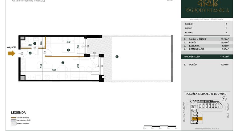 Rzut - Mieszkanie na sprzedaż 2 pokoje o powierzchni 47,62 m² - numer A.04 w Ogrody Staszica