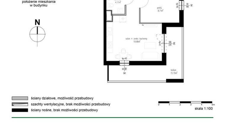 Rzut - Mieszkanie na sprzedaż 3 pokoje o powierzchni 52,03 m² - numer M27 w Wędrowna
