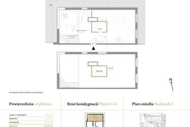 Rzut - Mieszkanie na sprzedaż 1 pokój o powierzchni 111,92 m² - numer C/60 w Królowej Jadwigi