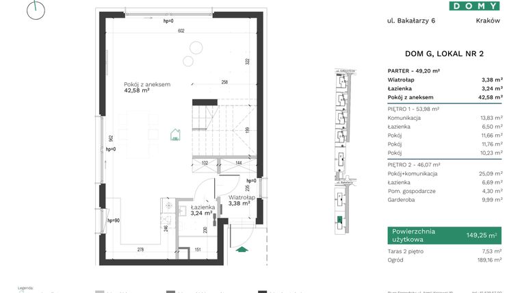 Rzut - Dom na sprzedaż 5 pokoi o powierzchni 149,25 m² - numer G2 w Destino Domy
