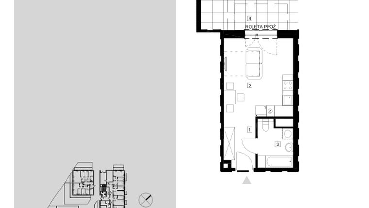 Rzut - Mieszkanie na sprzedaż 1 pokój o powierzchni 27,6 m² - numer M2.0.75 w Modern Helenów
