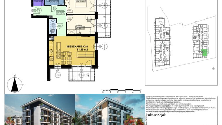 Rzut - Mieszkanie na sprzedaż 4 pokoje o powierzchni 61,89 m² - numer C18 w Duo Park