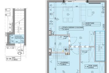 Rzut - Mieszkanie na sprzedaż 3 pokoje o powierzchni 56,07 m² - numer 82 w Manufaktura Marki 2 etap IV