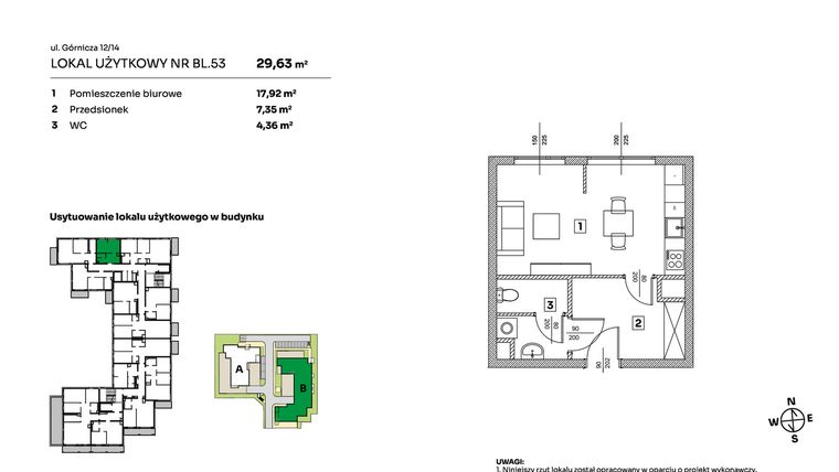 Rzut - Mieszkanie na sprzedaż 1 pokój o powierzchni 29,63 m² - numer BL.53 w Parkove Love - apartamenty inwestycyjne