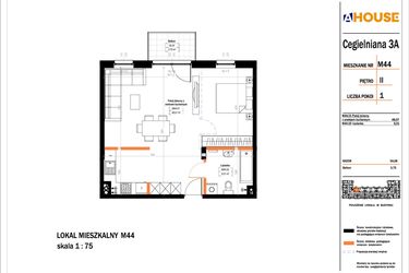 Rzut - Mieszkanie na sprzedaż 1 pokój o powierzchni 54,08 m² - numer 44 w Osiedle StaLove etap II