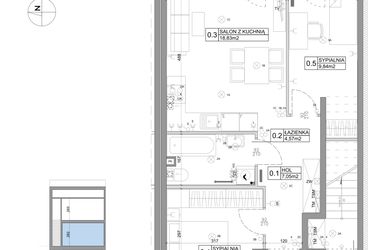 Rzut - Mieszkanie na sprzedaż 3 pokoje o powierzchni 51,15 m² - numer 75 w Boska Ksawerowska V