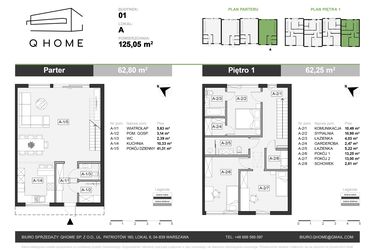 Rzut - Dom na sprzedaż 4 pokoje o powierzchni 120,94 m² - numer A w Osiedle Verde Park