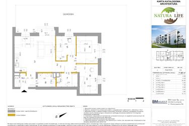 Rzut - Mieszkanie na sprzedaż 4 pokoje o powierzchni 71,52 m² - numer J3 w Osiedle Natura Life budynki JK
