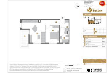 Rzut - Mieszkanie na sprzedaż 2 pokoje o powierzchni 47,6 m² - numer L.5 w Wille Biskupin II
