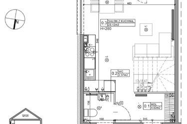 Rzut - Dom na sprzedaż 3 pokoje o powierzchni 65,15 m² - numer 26 w Zielone Ogrody