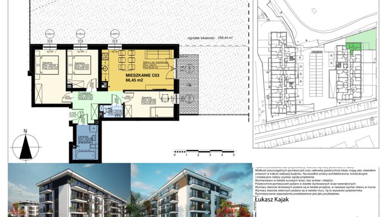 Rzut - Mieszkanie na sprzedaż 4 pokoje o powierzchni 66,45 m² - numer C03 w Duo Park