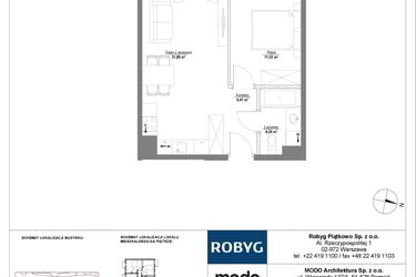 Rzut - Mieszkanie na sprzedaż 2 pokoje o powierzchni 41,99 m² - numer 1M11 w Początek Piątkowo bud. F