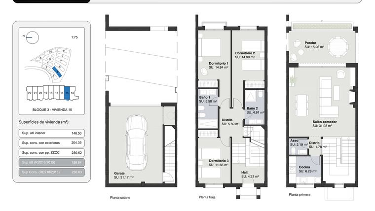 Rzut - Dom na sprzedaż 3 pokoje o powierzchni 230,63 m² - numer 15 w Altoasis