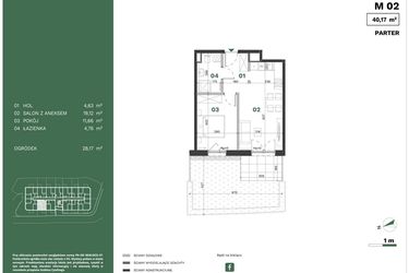 Rzut - Mieszkanie na sprzedaż 2 pokoje o powierzchni 40,17 m² - numer 2 w Przewóz Solar Garden