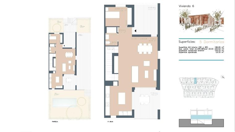 Rzut - Dom na sprzedaż 5 pokoi o powierzchni 232,53 m² - numer 6 w Bliźniak w Godelli - 95637536