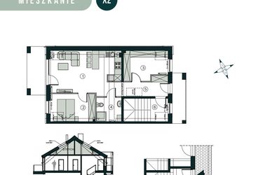 Rzut - Mieszkanie na sprzedaż 3 pokoje o powierzchni 66,43 m² - numer X2 w Aleja Wiśniowa Pogórze