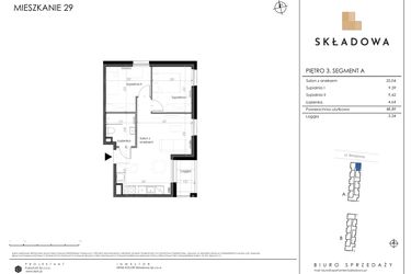 Rzut - Mieszkanie na sprzedaż 3 pokoje o powierzchni 48,89 m² - numer A29 w Apartamenty Składowa