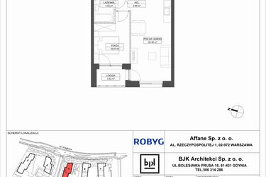 Rzut - Mieszkanie na sprzedaż 2 pokoje o powierzchni 40,68 m² - numer A.7M01 w WENDY