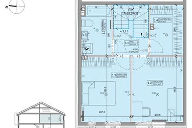 Rzut - Dom na sprzedaż 3 pokoje o powierzchni 68,6 m² - numer 40B w Ogrody Przyjaciół 5 etap IV