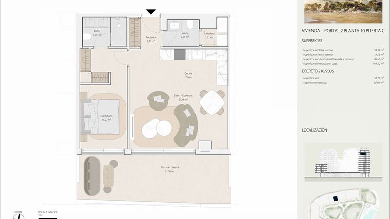 Rzut - Mieszkanie na sprzedaż 1 pokój o powierzchni 81,65 m² - numer P2P10C w Termica Beach