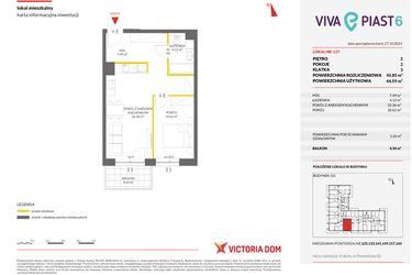 Rzut - Mieszkanie na sprzedaż 2 pokoje o powierzchni 45,85 m² - numer 117 w Viva Piast 6