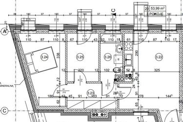 Rzut - Mieszkanie na sprzedaż 3 pokoje o powierzchni 53,98 m² - numer 20.20 w Osiedle Wyszyńskiego