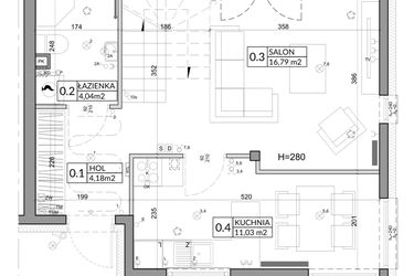 Rzut - Dom na sprzedaż 4 pokoje o powierzchni 79,98 m² - numer 10 w Slow Wilanów