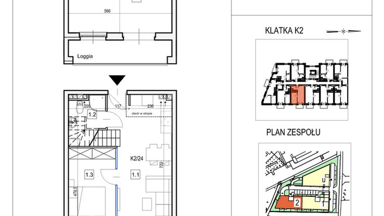 Rzut - Mieszkanie na sprzedaż 2 pokoje o powierzchni 71,54 m² - numer K2/24 w Przystań Królewiecka III