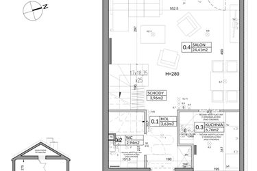 Rzut - Dom na sprzedaż 4 pokoje o powierzchni 83,33 m² - numer 30A w Nova Magdalenka 7 etap IV