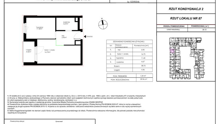Rzut - Mieszkanie na sprzedaż 2 pokoje o powierzchni 39,96 m² - numer 87 w Modena I
